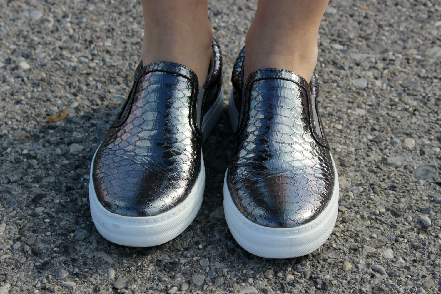 pretty nana shoes silver slipon