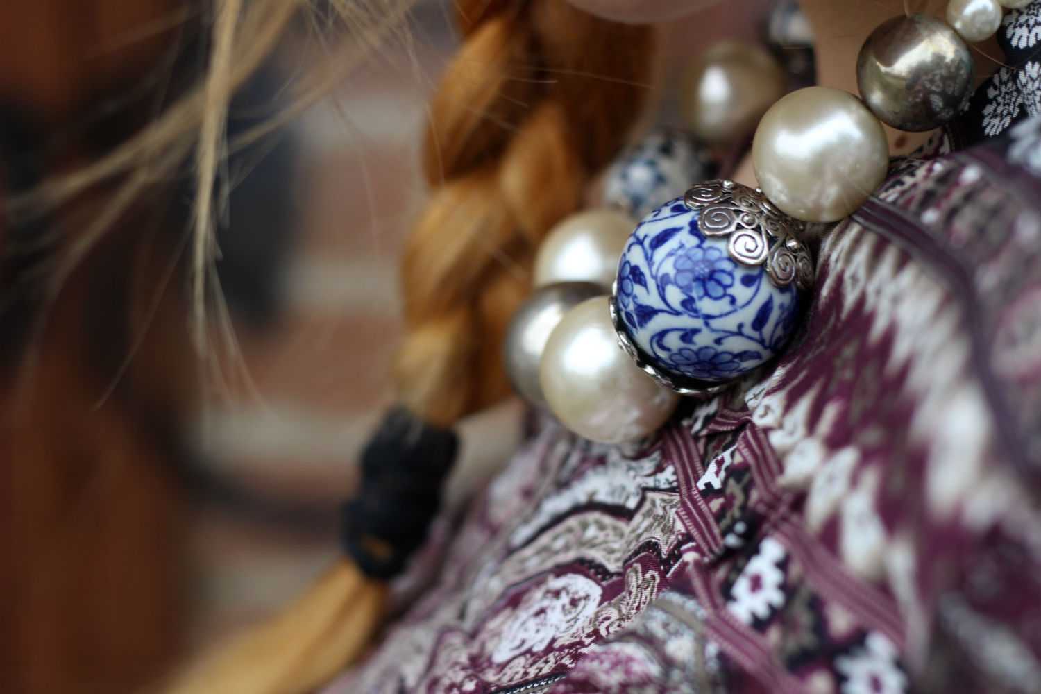 collana perle e maioliche - folk style